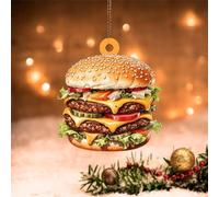Swavecat 2D Ornament Beef Hamburger Fast Food Christmas Acrylic Ornament Hamburger Cheeseburger Xmas Tree Decoration Ornaments 3in Double-Sided Print Flat Christmas Decor Keepsake