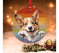 Swavecat Christmas Ornament for Rainbow Dog Pembroke Welsh Corgi Christmas Tree Hanging Ornaments Pembroke Welsh Corgi Cute Funny Peeking Dog Puppy Christmas Tree Decoration Keepsake