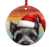 Swavecat Dog Ornament - Scottish Terrier Dog with Santa Hat Christmas Ornament Rainbow Scottish Terrier Ornaments for Christmas Pride Dog Rainbow Acrylic Ornaments for Xmas Decorations