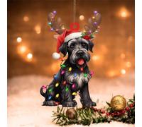 Swavecat Giant Schnauzer Ornaments for Christmas Tree Giant Schnauzer Dog Lanterns Christmas Antlers Christmas Acrylic Xmas Tree Keepsake Double-Sided Print 2D Christmas Decoration 4in