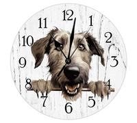 Swavecat Irish Wolfhound Cute Funny Peeking Dog Puppy Clocks Irish Wolfhound Art Clocks Battery Operated Round Clock Dog Memorial Wall Clock for Living Room Bedroom 12x12in