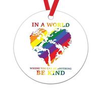 Swavecat LGBTQ Pride Decorative Hanging Ornaments Where You Can Be Anything Christmas Tree Decorations Bisexual Rainbow Pride Gay Pansexual Holiday Ceramic Xmas Tree Ornament
