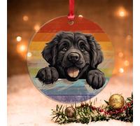 Swavecat Ornament for Rainbow Dog Newfoundland Tree Decoration Ornaments Newfoundland Cute Funny Peeking Dog Puppy Christmas Party Supplies LGBTQ Gay Pride Dog Novelty Acrylic Ornaments