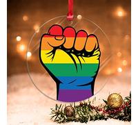 Swavecat Rainbow Fist Pride Lgbtq Decorative Hanging Ornaments Bisexual Gay Pride Same Gender Gift Acrylic Christmas Ornament LGBT Pride Parade Gay Xmas Tree Decorations Gay Boy Lesbian Girl Gift