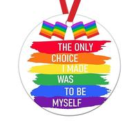 Swavecat The Only Choice I Made Was to Be Myself Christmas Ornament for Men Love Wins Equality Rainbow Xmas Hanging Ornaments LGBT Pride Parade Gay Novelty Ceramic Ornaments Xmas Gift