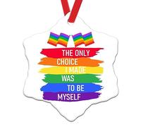 Swavecat The Only Choice I Made Was to Be Myself Christmas Tree Hanging Ornaments Support Same Gender Gay Lesbian Christmas Tree Decorations Pride Parade LGBT Ceramic Hanging Ornament