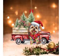 Swavecat Yorkshire Terrier Ornament Flat Printed 2D Acrylic Ornament Yorkshire Terrier Dog Xmas Tree Red Truck Ornaments for Christmas Tree 2 Sided Printing Xmas Keepsake Acrylic Xmas 3in