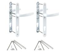 SWAWIS 2 Pairs of Door Handles 92 mm, Door Handle Set White with Mounting Accessories, Aluminium Door Handle, Total Length 250 mm for Front Doors, Exterior Doors, Interior Doors, Patio Doors