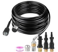 SWAWIS High Pressure Drain Unblocker 30 m 180 Bar - Flexible Hose Cleaner with 2 Nozzles 3 Adapters for Kärcher K2-K7 Lavor Parkside Bosch