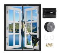 SWAWIS Mosquito Net Window 100 x 130 cm in Fibreglass, 4 cm Frame, Double Opening to the Outside, Mosquito Net for Window Adhesive with Velcro Strap, for Prevention of Mosquitoes Insects Flies