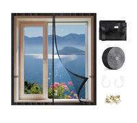 SWAWIS Mosquito Net Window 120 x 130 cm Fibreglass, 4 cm Frame, Double Opening to the Outside, Mosquito Net for Window Adhesive with Velcro Strap, for Prevention of Mosquitoes Insects Flies