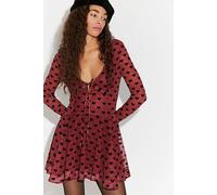 Sway With Me Flocked Mini Dress at Free People in Holiday Combo, Size: XS - female