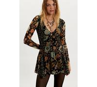 Sway With Me Printed Mini Dress at Free People in Black Combo, Size: Small - female