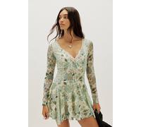 Sway With Me Printed Mini Dress at Free People in Marshmellow Combo, Size: Small - female