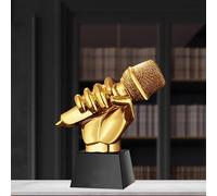 SWAYVES Golden Microphone Trophy, Singing Competitionard Prize Host Contest Trophy Honor Trophy for Karaoke Lip Sync Battles Supplies