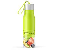 Swayze Water Bottle Fruit Infuser, BPA Free, Infusion Section, Fruit Squeezer Juicer, 650ml Sport Durable Leak Proof Camping Outdoors Detox Healthy Hydration (Green)