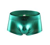 Swbreety Men Shiny Liquid Metallic Underwear Bikini Swimsuit Boxer Brief Trunks - Green - M