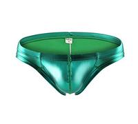Swbreety Men's Bikini Briefs Metallic Bulge Pouch Underwear Low Waist Underpants - green - S