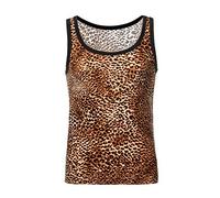 Swbreety Men's Fashion Leopard Print Vest T-Shirt Gym Workout Tank Tops, Yellow, Large