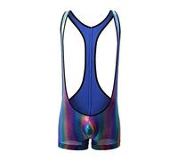 Swbreety Men's Jockstrap Bodysuit Sexy Wrestling Singlet Leotard Underwear, Rainbow, S