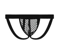 Swbreety Men's See Through Fishnet Jockstrap Underwear Mesh Jock Strap G-String Thongs Underpants, Black, M