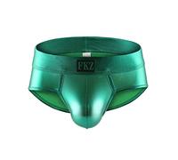 Swbreety Men's Shiny Metallic Mini Boxer Briefs Performance Trunks Underpants - Green - XL