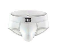 Swbreety Men's Shiny Metallic Mini Boxer Briefs Performance Trunks Underpants, Silver, Medium