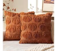 SWBSLL Autumn Cushion Covers, 2 Pcs Halloween Pumpkin Pillow Covers 45 * 45 cm, Pumpkin Cushion Covers, Thanksgiving Decorations for Indoor Home Bedroom Couch Sofa Decor (Brown)