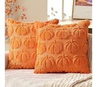 SWBSLL Autumn Cushion Covers, 2 Pcs Halloween Pumpkin Pillow Covers 45 * 45 cm, Pumpkin Cushion Covers, Thanksgiving Decorations for Indoor Home Bedroom Couch Sofa Decor (Orange)