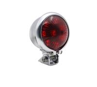 SWDJILNV Motorcycle Tail Brake Stop Motorcycle Accessories Retro Modified LED Tail Light Metal Brake Light Cruise Prince Car Round Light Small Tail Light(Silver A)