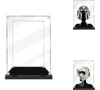 SWDZ Acrylic Display Case for Lego Mandalorian Helmet 75328, 20x20x25cm, Square, Classic Version