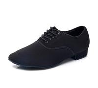 SWDZM Salsa Dance Shoes Men Suede Sole Latin Tango Jazz Dance Shoes,Black,UK 8
