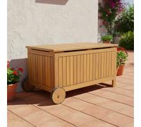 Swe cacia Wood Garden Chest With Wheels 119L Teak Coloured 92 Cm - Kivo