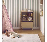Swe hildren's Pine Wood Library 2 Doors 4 Shelves, Azur, Natural, 60X30X104.5 Cm