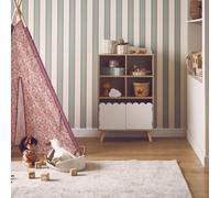 Swe hildren's Pine Wood Library 2 Doors 4 Shelves Azur White 60X30X104.5 Cm