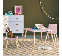 Sweeek. Square Children's Table With 2 Chairs Jude Pink 60X60X43 Cm
