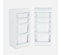 Swe hildren's Storage Furniture With 4 Storage Boxes 41.5 X 30 X 89Cm (Set Of 2) White