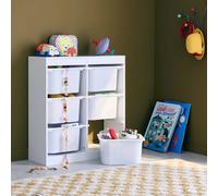 Swe hildren's Storage Unit With 6 Storage Bins Sora White 81.5X30X89 Cm