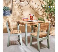Swe hildren's Wooden Table With Chairs Caroline Sage Green 50X50X50 Cm