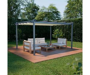 Swe luminium Pergola Isla Off-White 394X298X222 Cm - With Retractable Roof Sliding Canvas The Ideal Arbour For Your