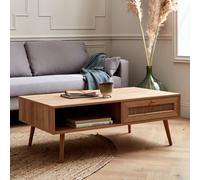 Swe offee Table With Wood And Cane Effect Boheme Natural 110X59X39 Cm