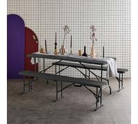 Swe oldable Plastic Reception Table With Bench Charcoal Grey 180X69.5X73.5 Cm - Fiesta Reception Set (Table + Benches)