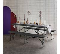 Swe oldable Plastic Reception Table With Bench Charcoal Grey 180X69.5X73.5 Cm - Fiesta Reception Set (Table + Benches)