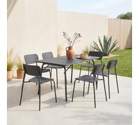 Swe olding Metal Garden Table 140 Cm + 6 Chairs, Anthracite - Amelia + Liva