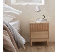 Swe rooved Bedside Table With Wood Effect Linear Light Wood 40X39X48 Cm
