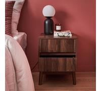 Swe rooved Bedside Table With Wood Effect Linear Dark Wood Colour 40X39X48 Cm