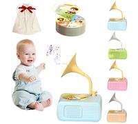 Sweako Kids Gramophone, 2025 New Interactive Music & Story Gramophone for Kids with 8 Recording Cards, Upgrade Toddler Phonograph with 96 Cards, Fun Gifts for Boys and Girls, Safe and Durable (B)