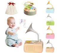 Sweako Kids Gramophone, 2025 New Interactive Music & Story Gramophone for Kids with 8 Recording Cards, Upgrade Toddler Phonograph with 96 Cards, Fun Gifts for Boys and Girls, Safe and Durable (D)