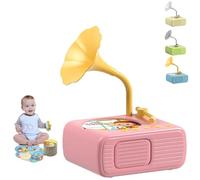 Sweako Kids Gramophone, Early Education Toddler Phonograph with 96 Cards, Kids Record Player, Kid Phonograph Record Player Toy, Gift for Boys Girls (Pink)