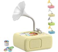 Sweako Kids Phonograph with 96 Cards, Phonograph Record Player, Music Player Storytelling Toy, Players Audio Book Educational Learning Sensory Toddler Toys for Boys and Girls (Beige)